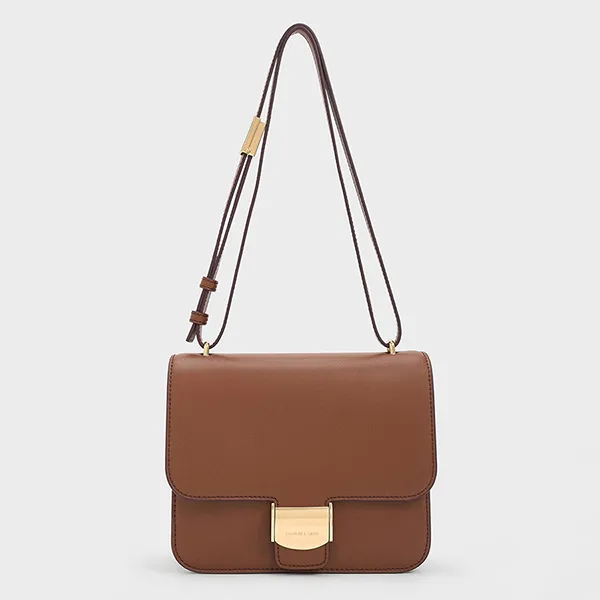 Túi Đeo Chéo Nữ Charles & Keith CNK Violetta Boxy Bag Chocolate 80782358 Màu Nâu