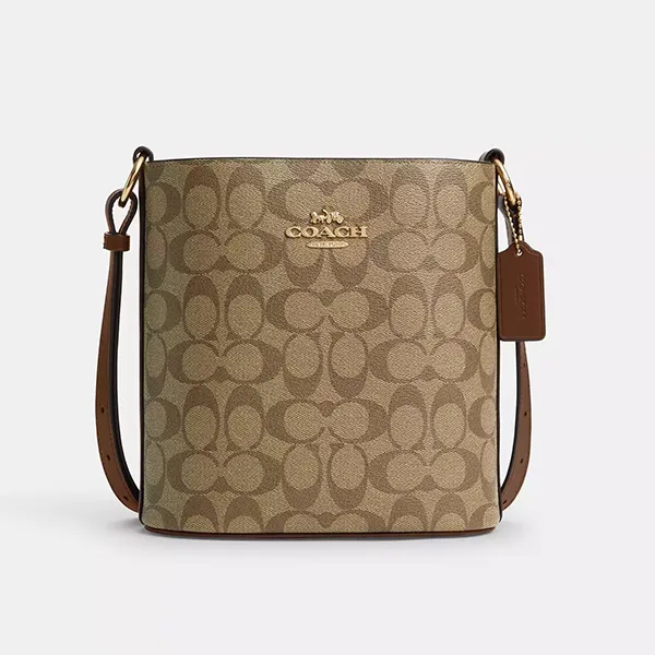 Túi Đeo Chéo Nữ Coach Sophie Bucket Bag In Signature Canvas CR154 Màu Nâu Vàng
