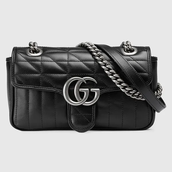 Túi Đeo Chéo Nữ Gucci GG Marmont Mini Shoulder Bag ‎446744 UM8AN 1000 Màu Đen - 4