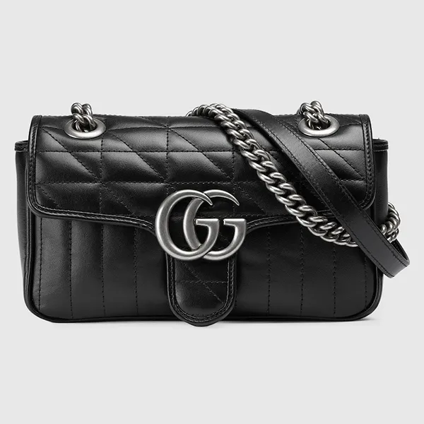 Túi Đeo Chéo Nữ Gucci GG Marmont Mini Shoulder Bag ‎446744 UM8AN 1000 Màu Đen - Túi xách - Vua Hàng Hiệu