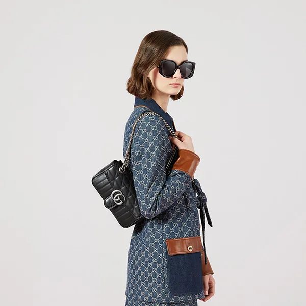 Túi Đeo Chéo Nữ Gucci GG Marmont Mini Shoulder Bag ‎446744 UM8AN 1000 Màu Đen - 1