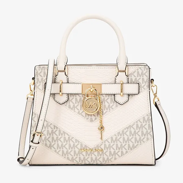 Túi Đeo Chéo Nữ Michael Kors MK Hamilton Small Satchel Shoulder Crossbody Bag 35R4GHMS1L Màu Trắng - Túi xách - Vua Hàng Hiệu