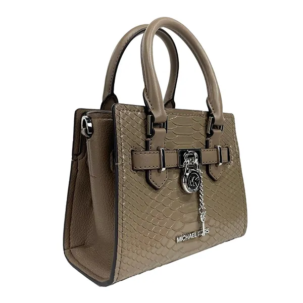 Túi Đeo Chéo Nữ Michael Kors MK Hamilton XS Dusk Snake Satchel 35R4SHMCOG Nâu Ghi
