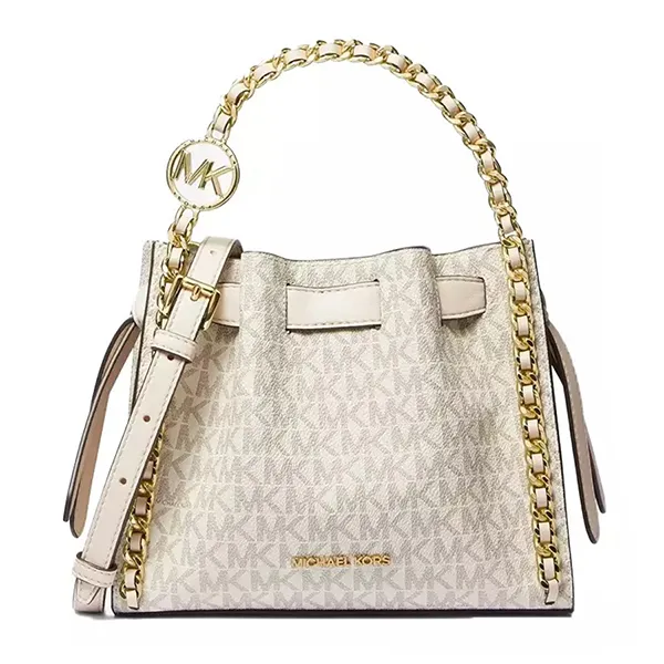Túi Đeo Chéo Nữ Michael Kors MK Mina Small Signature Logo Chain Crossbody Bag 35H3G4MC1B Màu Trắng
