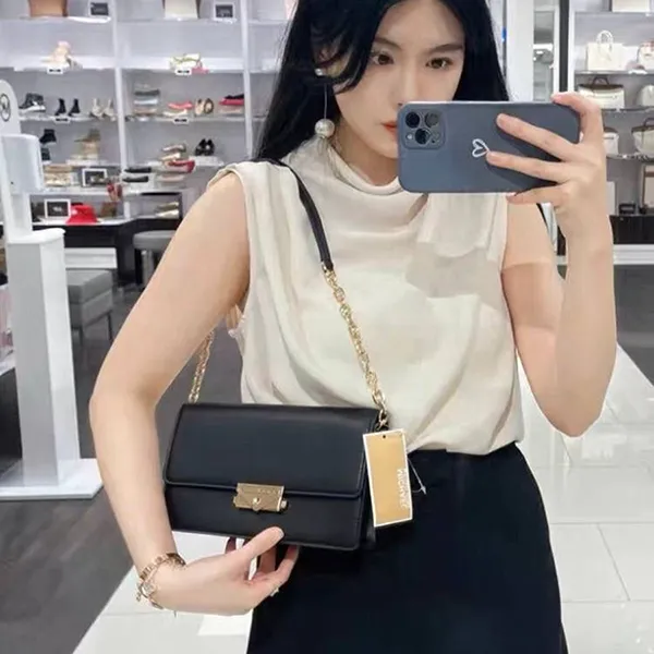 Túi Đeo Chéo Nữ Michael Kors MK Mini Cece Shoulder Bag In Black 35R3G0EC6O Màu Đen - Túi xách - Vua Hàng Hiệu