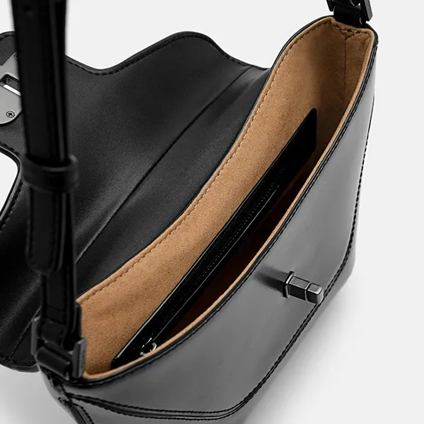 Túi Đeo Chéo Nữ Pedro Icon Leather Satchel Bag 76610074 Black Màu Đen - Túi xách - Vua Hàng Hiệu