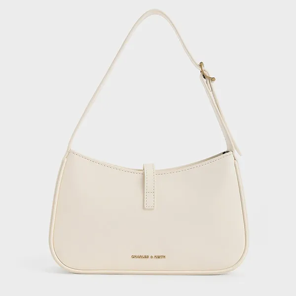 Túi Đeo Vai Nữ Charles & Keith CNK Cesia Metallic Accent Shoulder Bag CK2-20151402 Màu Kem - 4