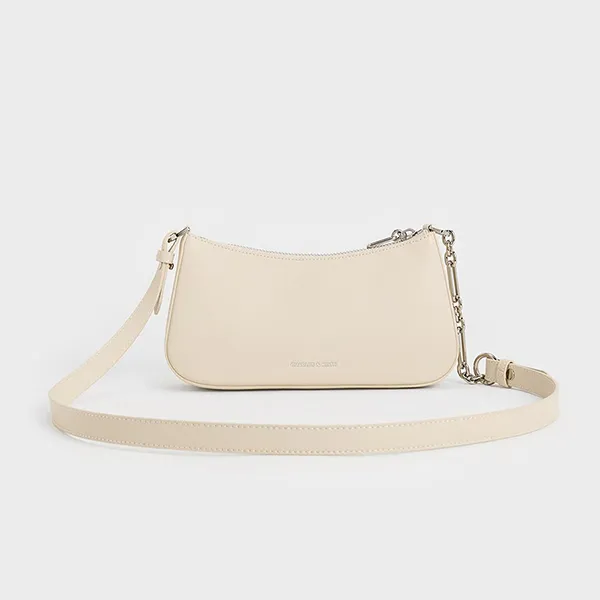Túi Đeo Vai Nữ Charles & Keith CNK Chain-Strap Shoulder Bag Beige 20160180 Màu Be
