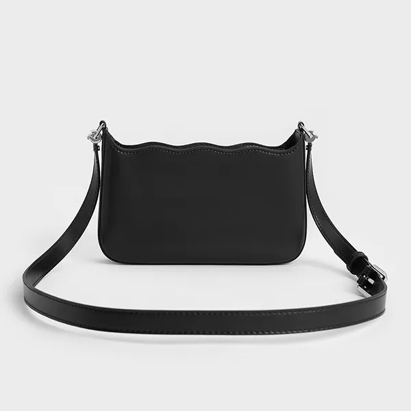 Túi Đeo Vai Nữ Charles & Keith CNK Wavy Braided Chain-Link Shoulder Bag 20271135 Màu Đen
