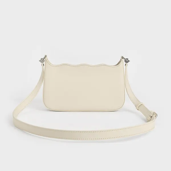 Túi Đeo Vai Nữ Charles & Keith CNK Wavy Braided Chain-Link Shoulder Bag 20271135 Màu Kem