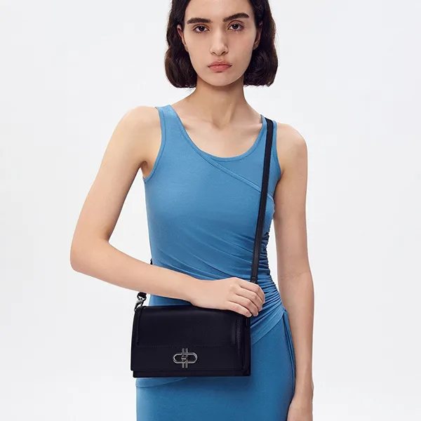 Túi Đeo Vai Nữ Pedro Icon Leather Shoulder Bag Black 76610073 Màu Đen - Túi xách - Vua Hàng Hiệu