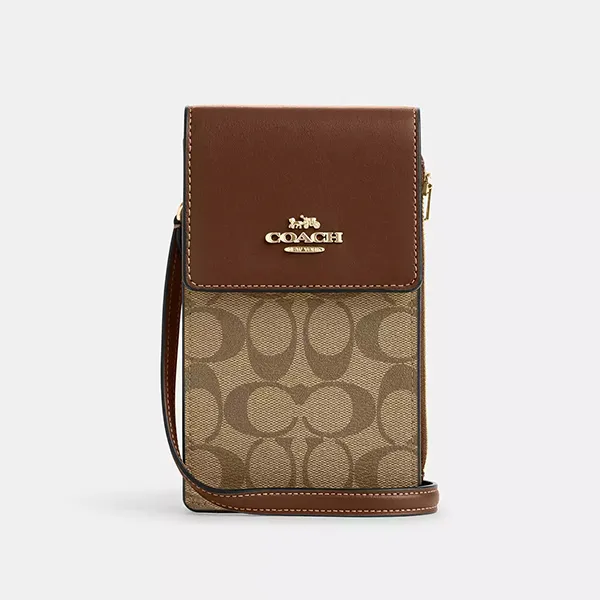 Túi Đựng Điện Thoại Nữ Coach North South Phone Crossbody In Signature Canvas CM234 Màu Nâu Be - Túi xách - Vua Hàng Hiệu