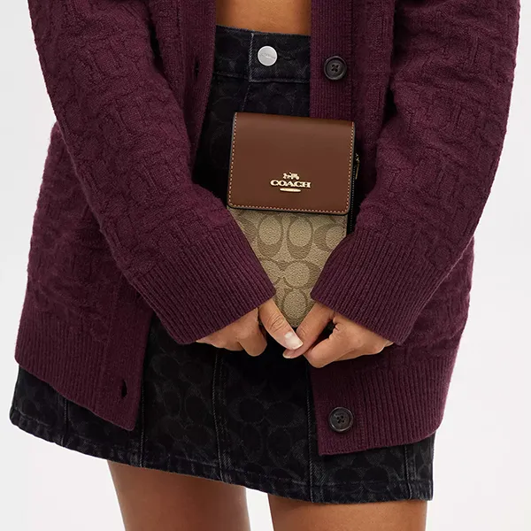 Túi Đựng Điện Thoại Nữ Coach North South Phone Crossbody In Signature Canvas CM234 Màu Nâu Be - Túi xách - Vua Hàng Hiệu