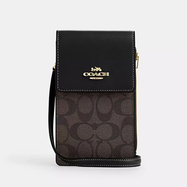 Túi Đựng Điện Thoại Nữ Coach North South Phone Crossbody In Signature Canvas CM234 Màu Nâu Đen - Túi xách - Vua Hàng Hiệu