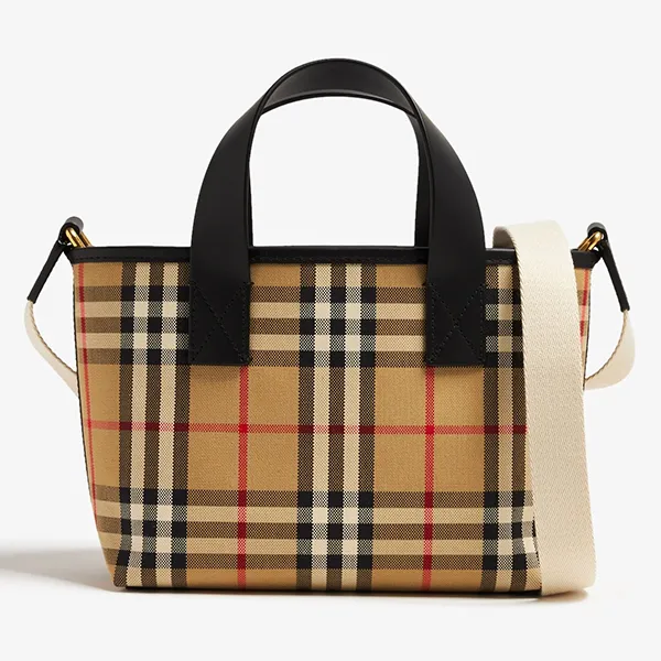Túi Tote Nữ Burberry Canvas Check Tote Bag Màu Be Kẻ - Túi xách - Vua Hàng Hiệu