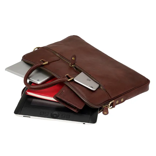 Túi Xách Đựng Laptop Medici Of Florence Calfskin 110 Heritage Brown MED110HC5B244 Màu Nâu Đậm - Túi xách - Vua Hàng Hiệu