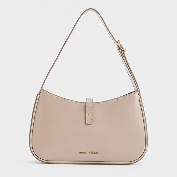 Túi Xách Nữ Charles & Keith CNK Cesia Metallic Accent CK2-20151402 Nâu Xám