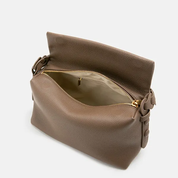 Túi Xách Nữ Pazzion Thanee Slouchy Chained Leather Handbag Brown 7427BRN00M Màu Nâu - Túi xách - Vua Hàng Hiệu