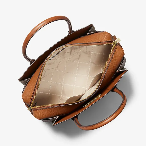 Túi Xách Tay Nữ Michael Kors MK Mercer Medium Logo Belted Satchel 35F2GM9S8B Màu Vanilla