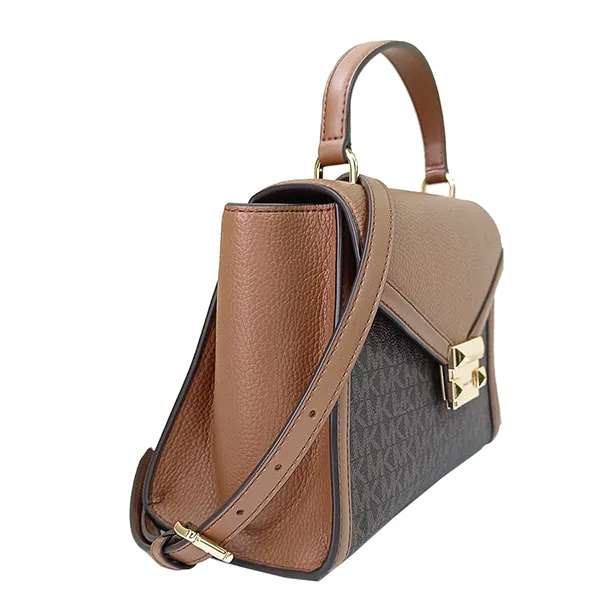 Túi Đeo Chéo Nữ Michael Kors MK Whitney Medium Logo Satchel Màu Nâu