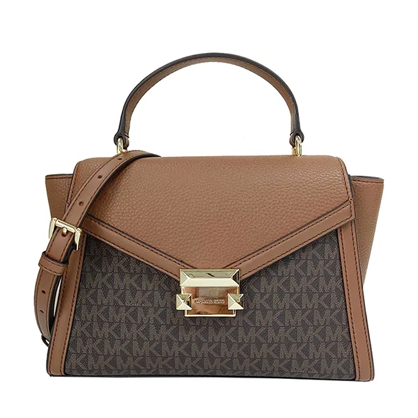 Túi Đeo Chéo Nữ Michael Kors MK Whitney Medium Logo Satchel Màu Nâu