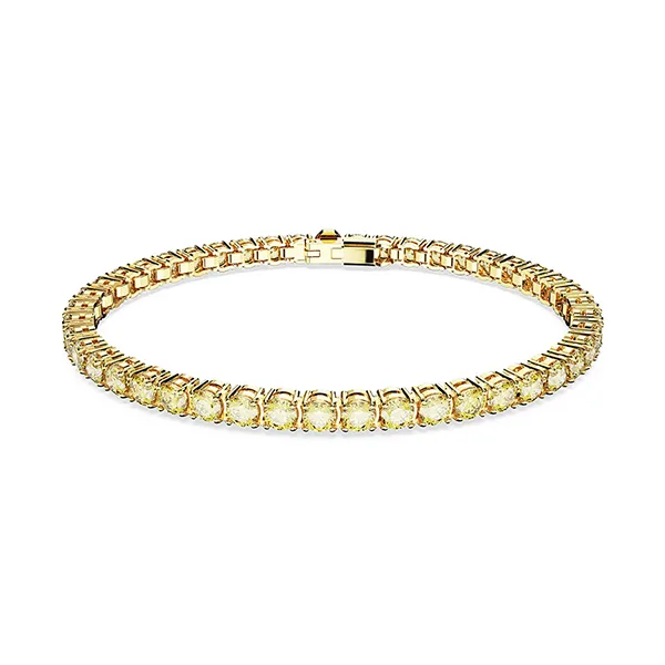 Vòng Đeo Tay Nữ Swarovski Matrix Tennis Bracelet Round Cut Yellow Gold Tone Plated 5648934 Màu Vàng - 3
