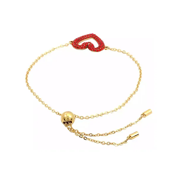 Vòng Đeo Tay Nữ Swarovski Una Bracelet Heart Small Red Gold Tone Plated 5649006 Màu Vàng Đỏ
