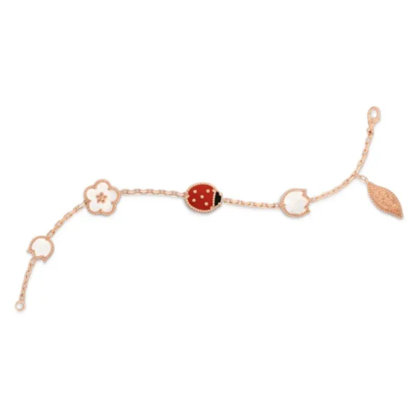 Vòng Đeo Tay Nữ Van Cleef & Arpels Lucky Spring Bracelet 18K Rose Gold Màu Vàng Hồng - 4