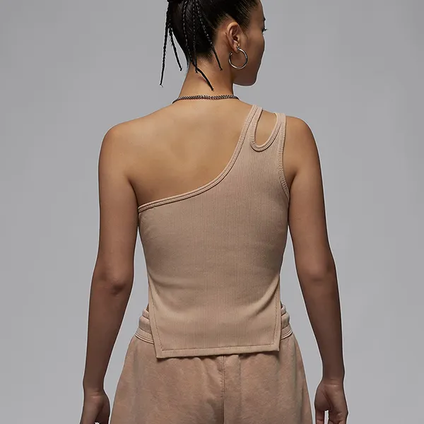 Áo Ba Lỗ Nữ Nike Jordan Women's Asymmetrical Ribbed Tank Top FN5799-244 Màu Nâu Be Size S