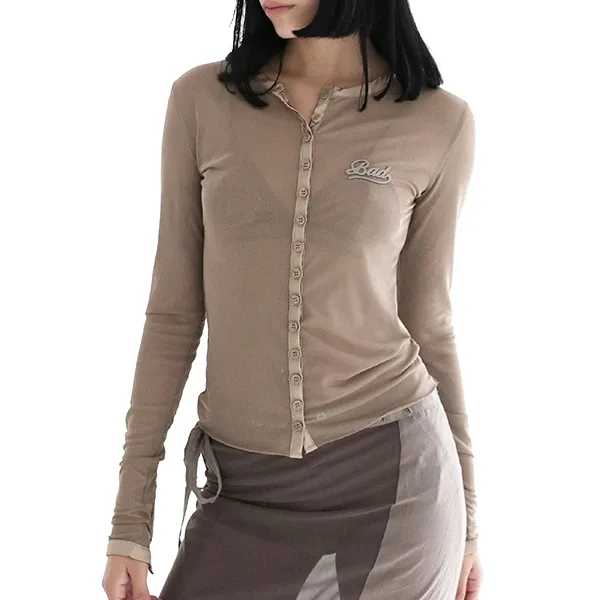 Áo Cardigan Nữ Badblood Breeze Button Up Cardigan Màu Nâu Nhạt Size S