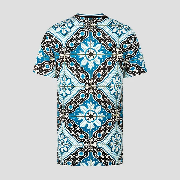 Áo Phông Nam Dolce & Gabbana D&G Blue With Majolica Printed  T-Shirt G8KD0T FI7VQ HC1NB Màu Xanh/Đen - 4