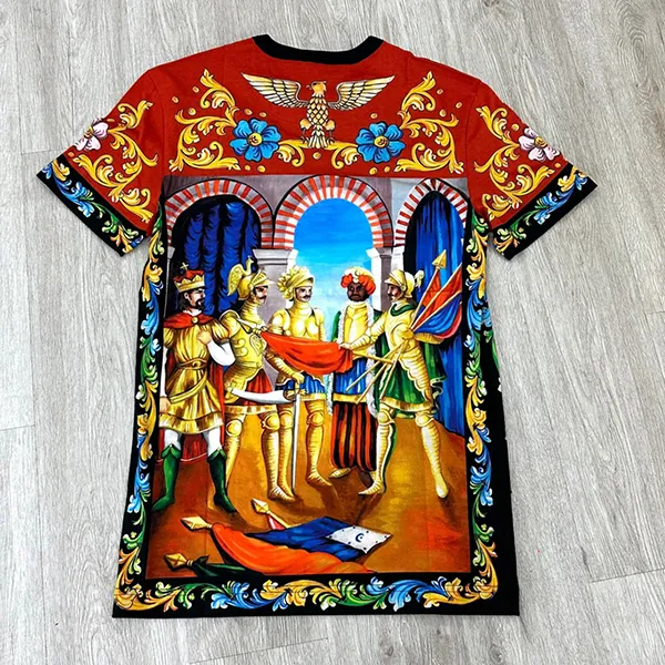 Áo Phông Nam Dolce & Gabbana D&G Họa Tiêt Tshirt I8423M FI70T HH88D Phối Màu Size 44 - 1