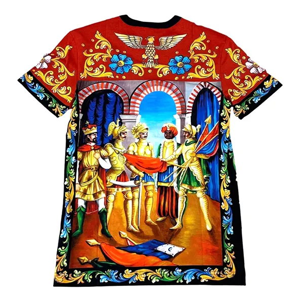 Áo Phông Nam Dolce & Gabbana D&G Họa Tiêt Tshirt I8423M FI70T HH88D Phối Màu Size 44 - 4