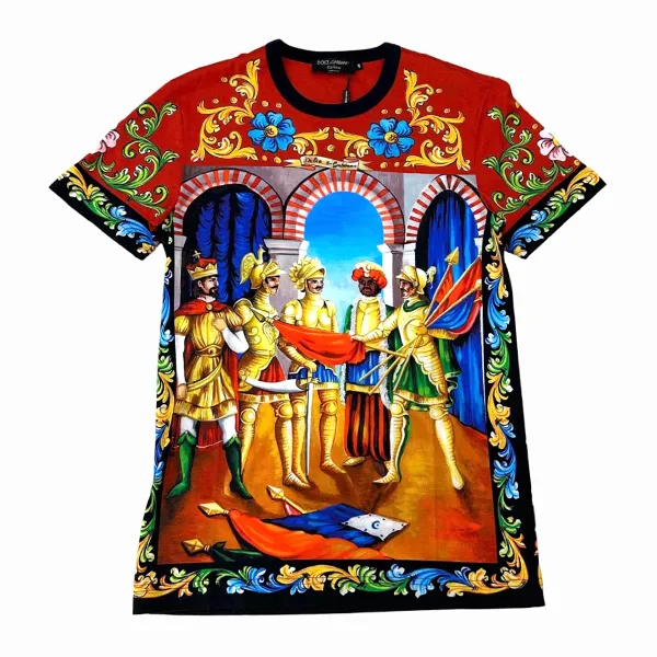 Áo Phông Nam Dolce & Gabbana D&G Họa Tiêt Tshirt I8423M FI70T HH88D Phối Màu Size 44 - 3