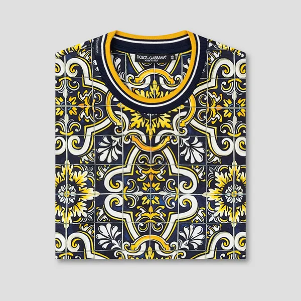 Áo Phông Nam Dolce & Gabbana D&G  Logo Baroque Printed T-Shirt G8KD0T FI7VN HB1MQ Phối Màu - 3