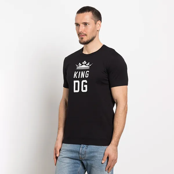Áo Phông Nam Dolce & Gabbana D&G  With King Logo Embroidered T-Shirt G8JX7Z G7SOZ N0000 Màu Đen - 3