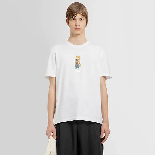 Áo Phông Nam Maison Kitsuné White With Dressed Fox Logo Embroidered LM00111KJ0008P100 Tshirt Màu Trắng Size S - Thời trang - Vua Hàng Hiệu