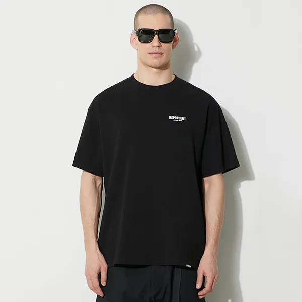 Áo Phông Nam Represent Black With White Logo Printed OCM409-01 BLACK Tshirt Màu Đen Size M - Thời trang - Vua Hàng Hiệu