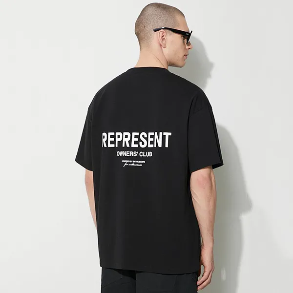 Áo Phông Nam Represent Black With White Logo Printed OCM409-01 BLACK Tshirt Màu Đen Size M - Thời trang - Vua Hàng Hiệu
