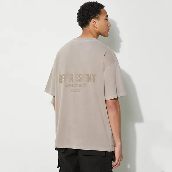 Áo Phông Nam Represent Brown With Logo Printed OCM409-243 Tshirt Màu Nâu