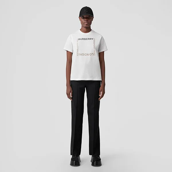 Áo Phông Nữ Burberry White With Logo Printed 80644731 Tshirt Màu Trắng Size XXS - Thời trang - Vua Hàng Hiệu