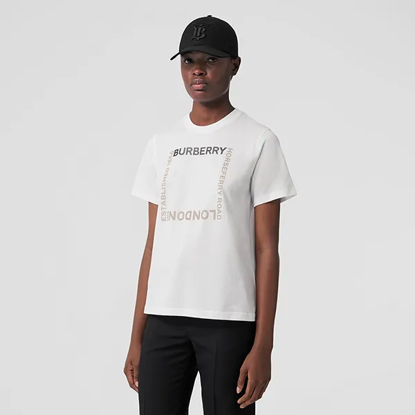Áo Phông Nữ Burberry White With Logo Printed 80644731 Tshirt Màu Trắng Size XXS - Thời trang - Vua Hàng Hiệu