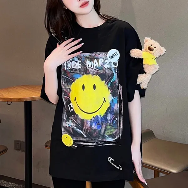 Áo Phông Unisex 13 De Marzo Smiley Broken Pin Graffiti Tshirt Màu Đen Size S - Thời trang - Vua Hàng Hiệu