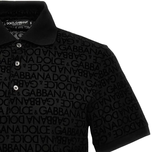 Áo Polo Nam Dolce & Gabbana D&G With All Over Logo Printed G8PT0T G7KV1 N0000 Màu Đen Size 46 - 3