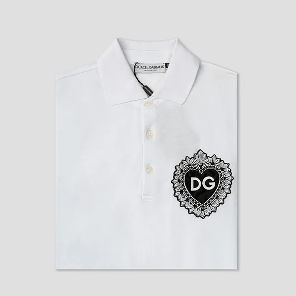 Áo Polo Nam Dolce & Gabbana D&G With Logo Embroidered G8KI2Z G7L8M W0800 Màu Trắng Size 46