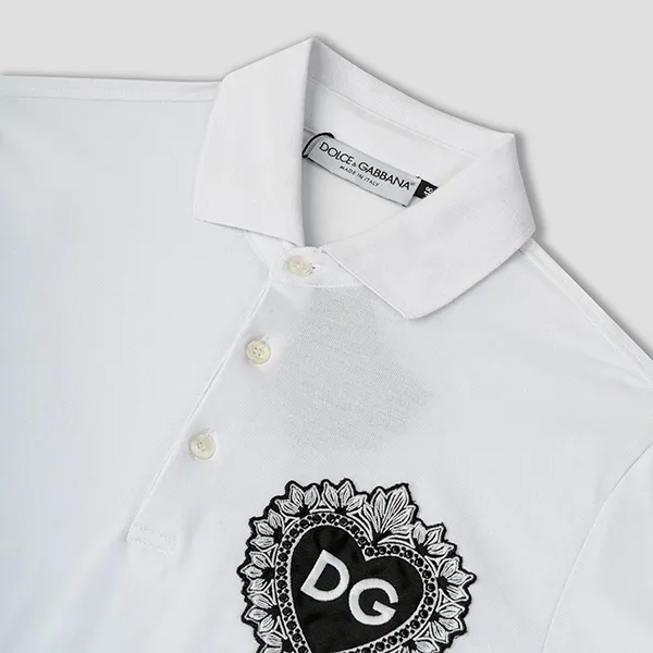 Áo Polo Nam Dolce & Gabbana D&G With Logo Embroidered G8KI2Z G7L8M W0800 Màu Trắng Size 46