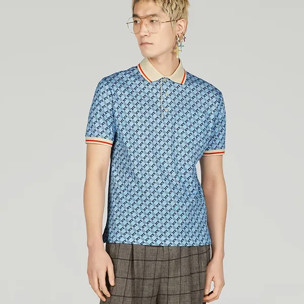 Áo Polo Nam Gucci Cotton Piquet GG Màu Xanh Size L - Thời trang - Vua Hàng Hiệu