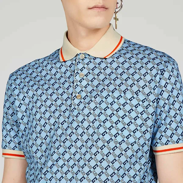 Áo Polo Nam Gucci Cotton Piquet GG Màu Xanh Size L - Thời trang - Vua Hàng Hiệu