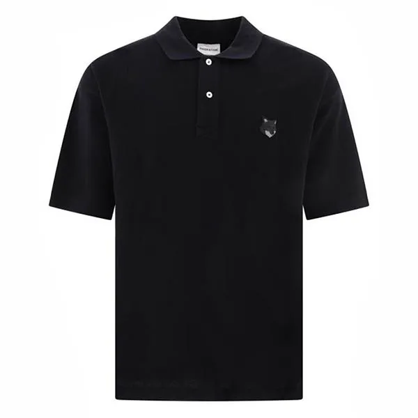 Áo Polo Nam Maison Kitsuné Black With Bold Fox Head Logo Embroidered MM00202KJ7010P199 Màu Đen - Thời trang - Vua Hàng Hiệu