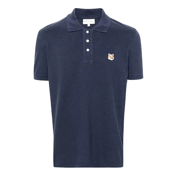Áo Polo Nam Maison Kitsuné With Bold Fox Head Logo Embroidered LM00208KJ7002P476 Màu Xanh Navy Size M
